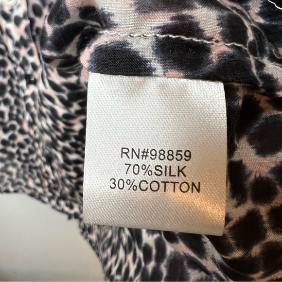 Walter Button Up Shirt Tunic Silk Roll Tab  Leopard Print Lightweight 4 Flowy - Picture 8 of 10